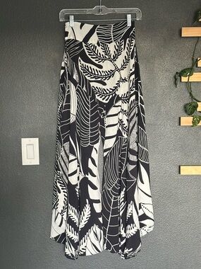 FARM Rio Black & White Tropical Print Wide Leg Pants XS